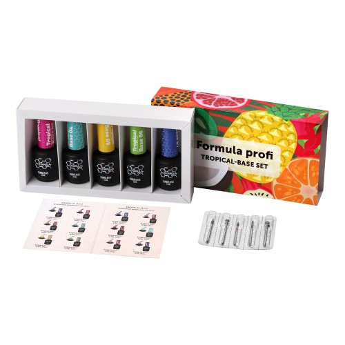 Zestaw baz Tropical - 5szt (15ml) + zestaw frezów 5szt (PREMIUM)