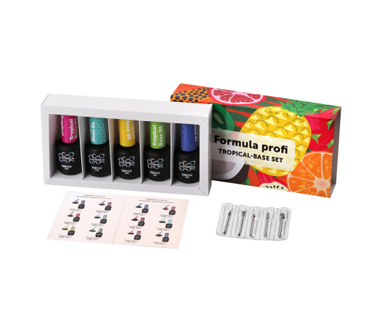 Zestaw baz Tropical - 5szt (15ml) + zestaw frezów 5szt (PREMIUM)